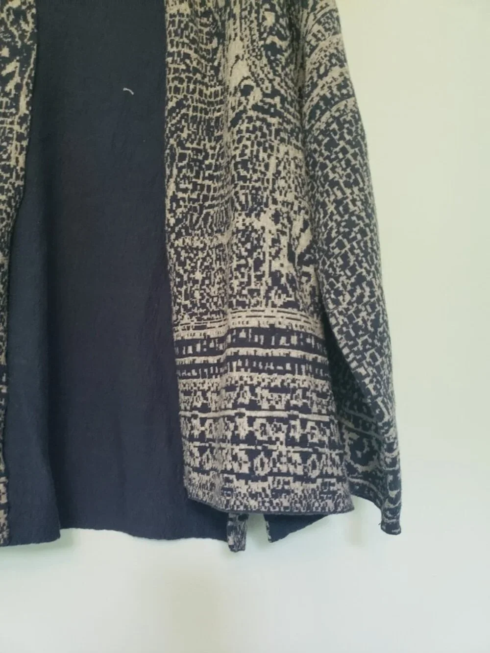 Pure Jill Women M Cardigan Sweater Open Front Heavyweight Long Sleeve Navy Gray - Picture 3 of 6
